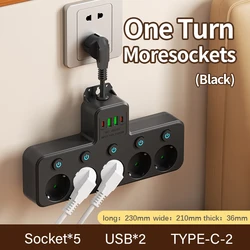 Enhanced Power Strip with 2 USB Ports and Switch - 5 BLACK
