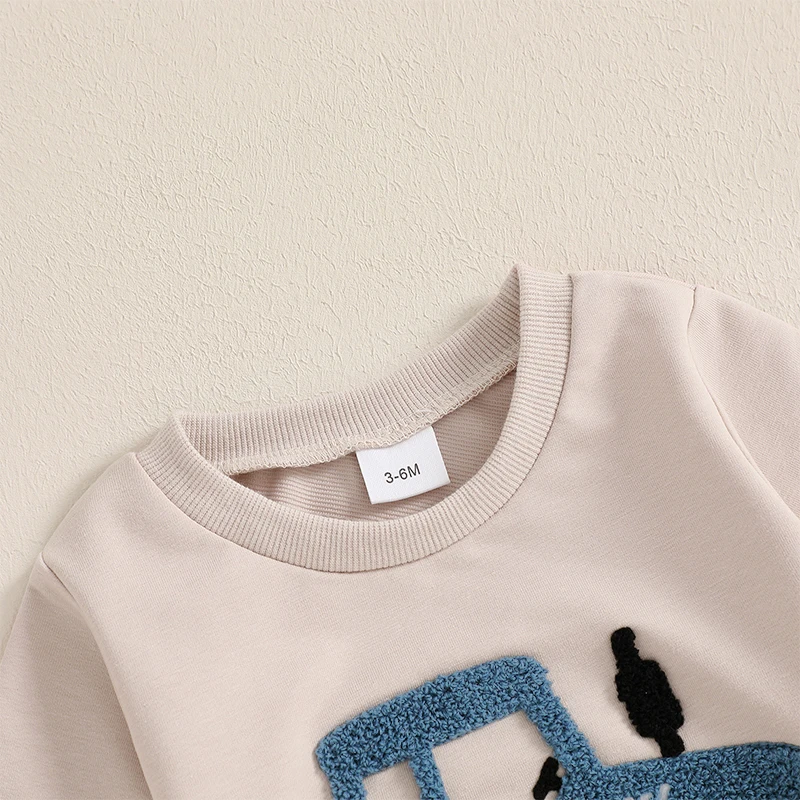 Tractor Embroidery Baby Boy Outfit 5