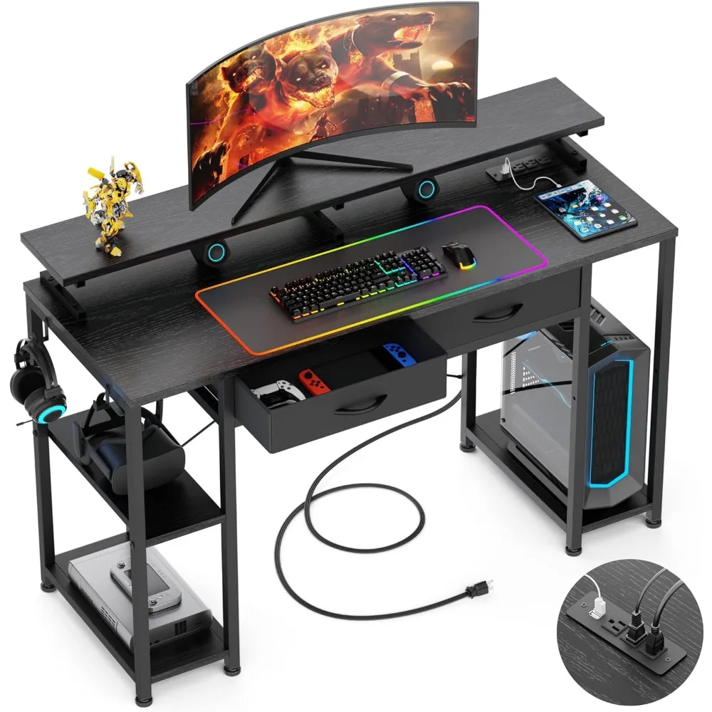 

Computer Desk With Drawers 47 Inch Gaming Desk With Storage and Shelves Furniture Room Desks Table Pliante Reading Study Office