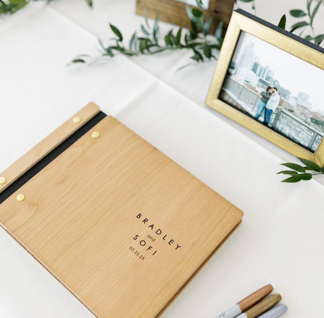 Wedding Guest Book Personalized Guest Book Photobooth Album Wooden Photo Album Wedding