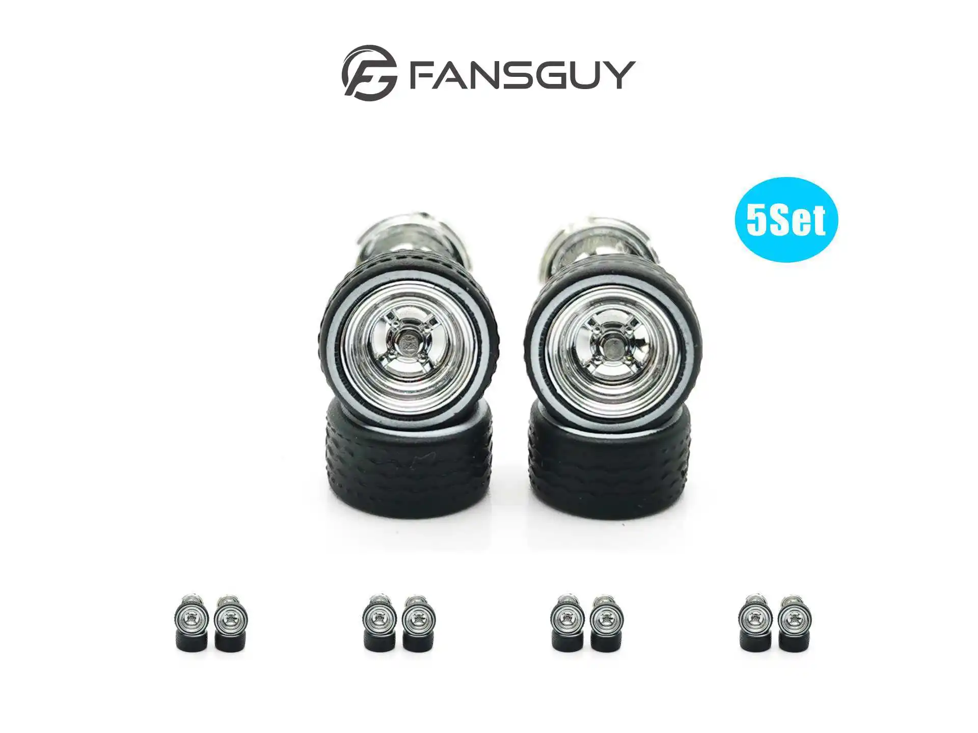 FANSGUY 5Set 10.80mm 1/64 Adult Car Model Wheel Parts Removable Tyre RWSSC-N Series