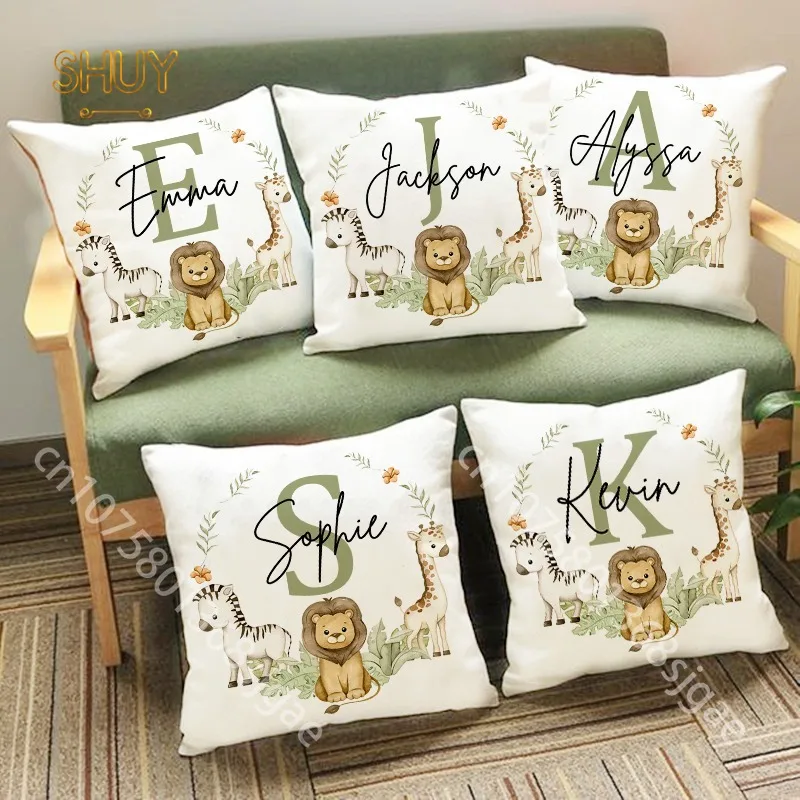 

Customized Animals Name Printed Pillow Case Bedroom Living Room Wild Party Decor Sofa Decorative Cushions Cover Home Pillowcase
