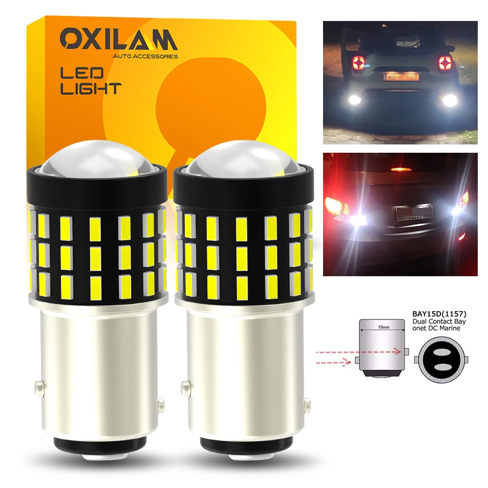 

2Pcs 1157 LED Bulb Canbus No Error BAY15D P21/5W LED DRL High Power 54pcs 4014SMD Super Bright Car Reverse Lamp Tail Light White