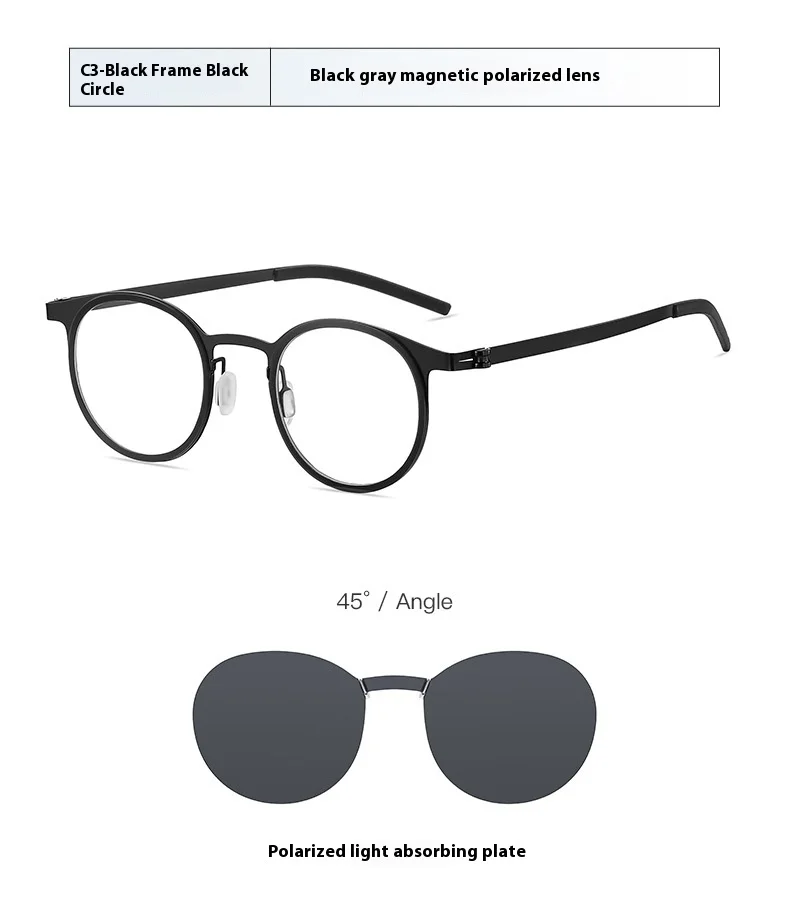 COHK Mode Runde Polarisierte Sonnenbrille Frauen Anti Blau Licht Magnetische Clip Gläser Rahmen Damen Optische Computer Brillen – Detail 14