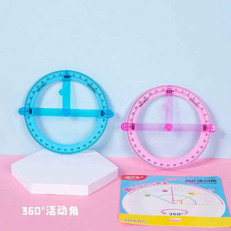 1Set Creative Multifunctional Activity Ruler 360 Degree Active Protractor Student Square Teacher Teaching Aids Office Supplies