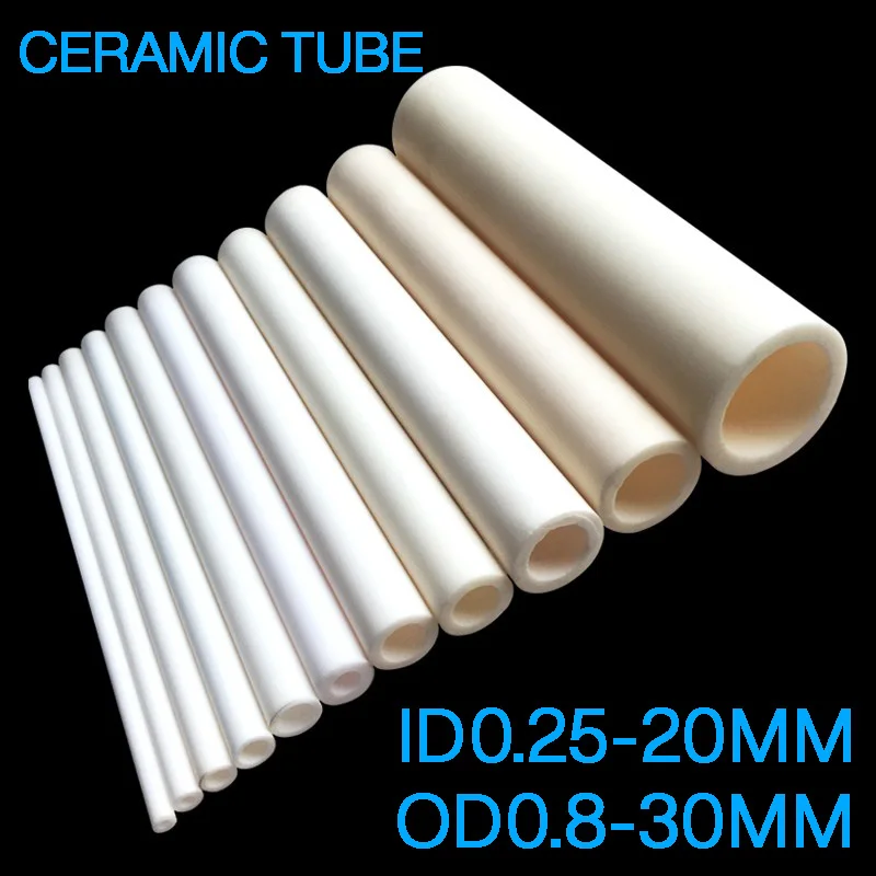 ID 0.25-20mm Alumina Ceramic Tube High Temperature Resistant Insulation Hollow Thermocouple Protection Ceramic Tube