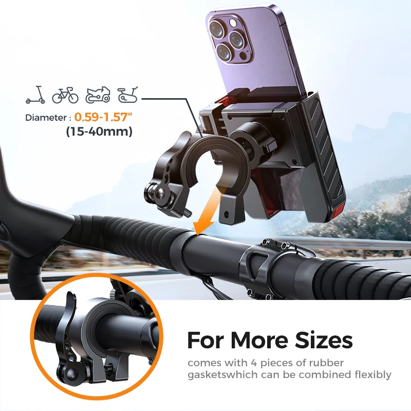 Joyroom  Universal Motorcycle Phone Holder half enclosure design Bike Bicycle Phone Mount For iphone 14 pro max