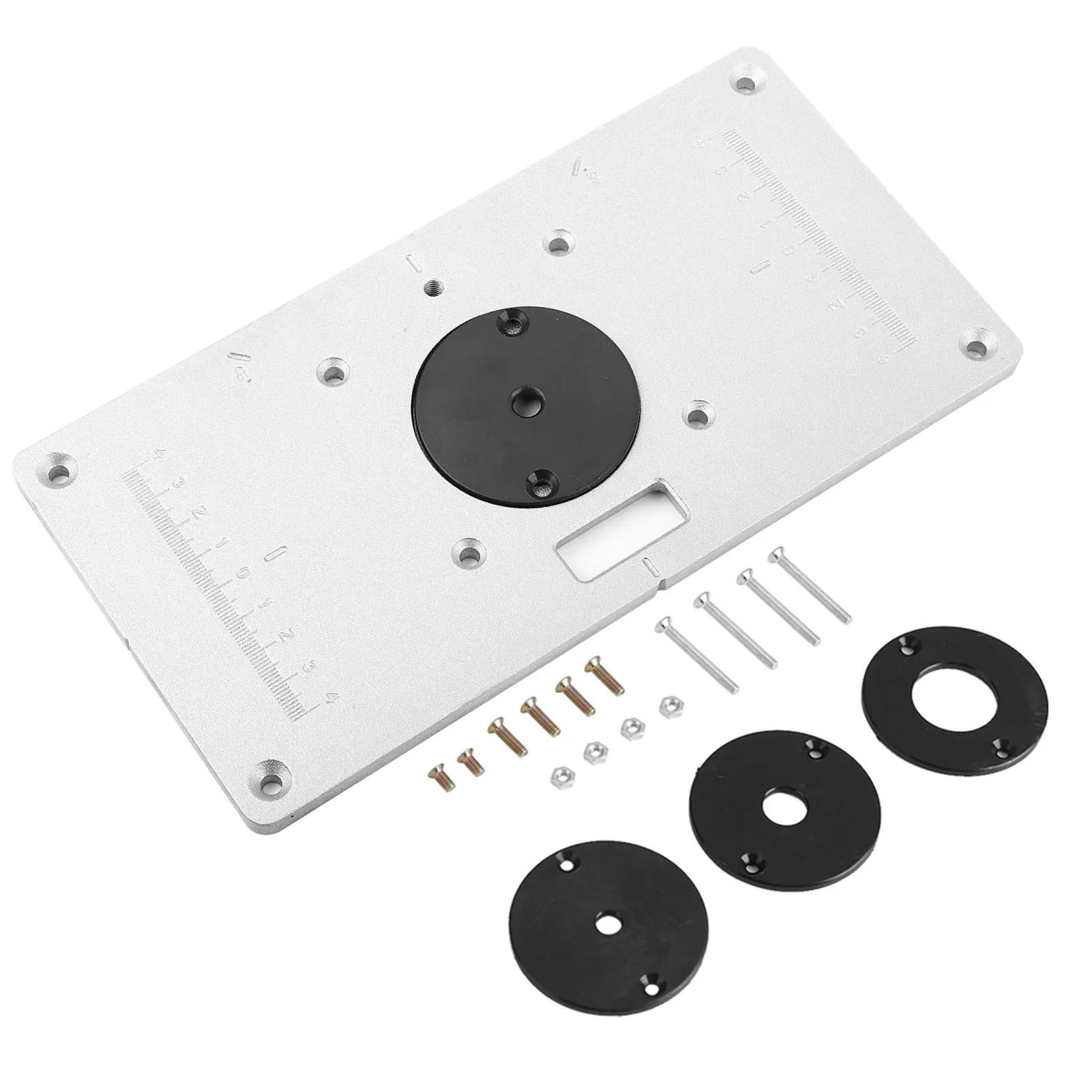 235*120*8mm Aluminum Router Table Insert Plate with 4 Rings and Screws for Woodworking Benches Router Table Insert Plate