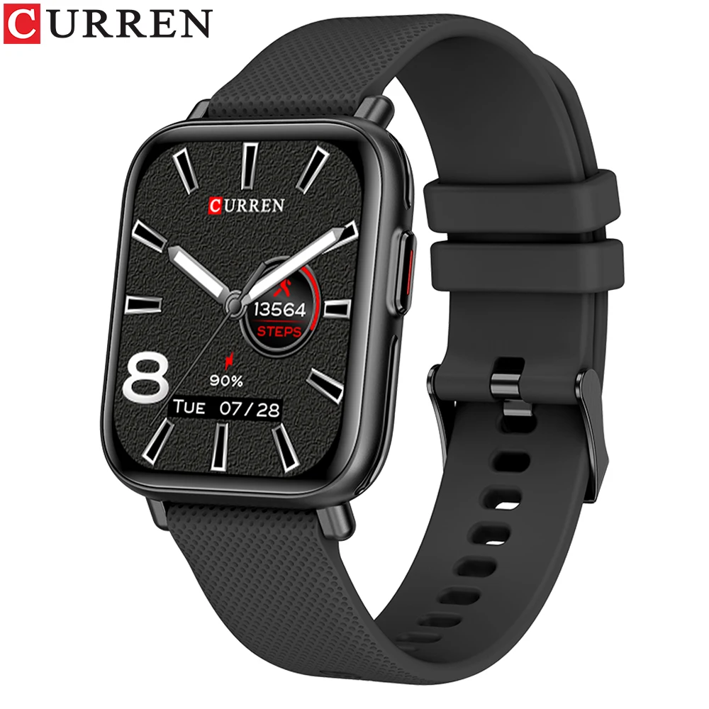 

CURREN Smart Watch NEW Big Screen 1.69 inch Square Blood Pressure Body Temperature Wristwatches IP67 Silicone Strap