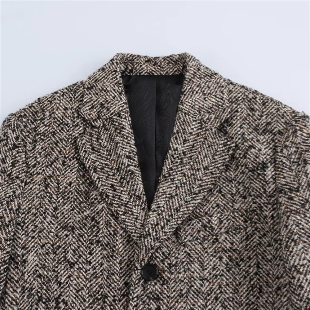 BM&MD&ZA 2024 Autumn New Women's Clothing Style Commuting Leisure Fashion with Belt Diagonal Loose Waist Suit Coat 6