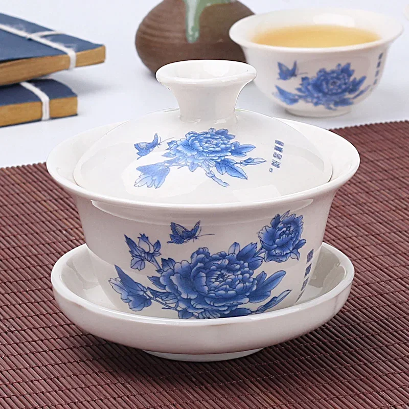 Chinese Traditional Gai Wan Tea Set Bone China Tea Sets Dehua Gaiwan Porcelain Pot Set For Travel Beautiful And Easy Kettle