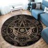 Pentagram Moon Cosmic Themed Round Rug Living Room Dining Room Bedroom Chair Mat Kids Laundry Balcony Non-slip Carpet Home Decor 2