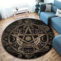 Pentagram Moon Cosmic Themed Round Rug Living Room Dining Room Bedroom Chair Mat Kids Laundry Balcony Non-slip Carpet Home Decor 2