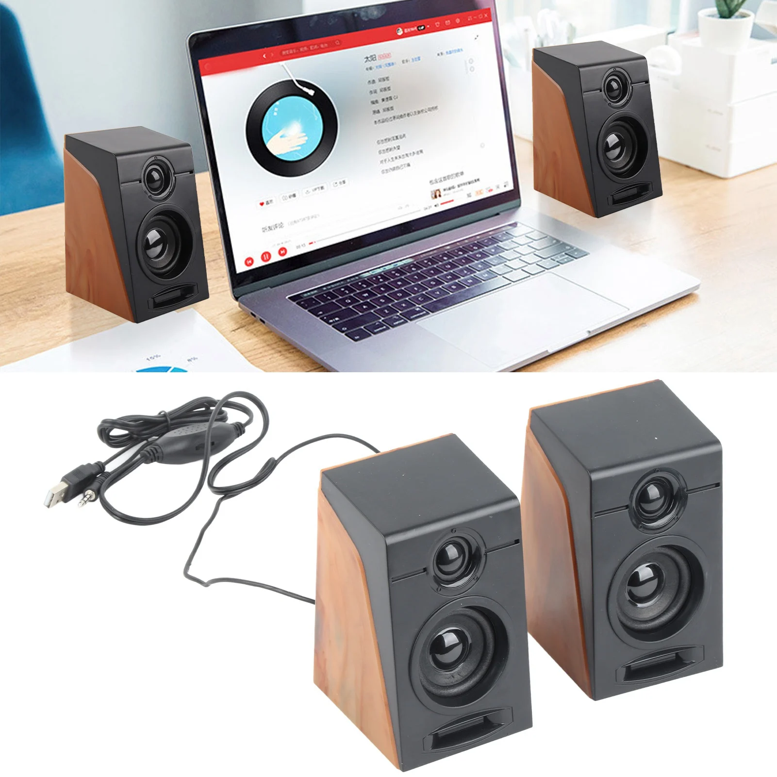 ZK30 PC Speakers HiFi Deep Bass Adjustable Volume Plug and Play Desktop Speakers for TVs Computers Laptops Phones
