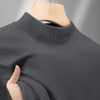Thiened Long Sve Base irt Men's Faion Ci Sle f High Collar mid Collar Warm Inner Wear T-irt for Autumn Winter