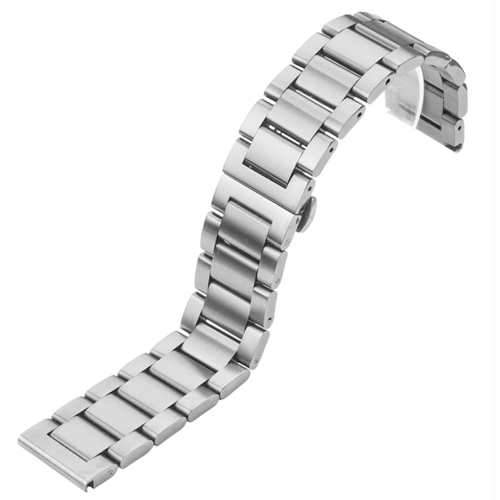 Elegant Brushed Stainless Steel Watch Band Bracelet - Unisex Versatile Design