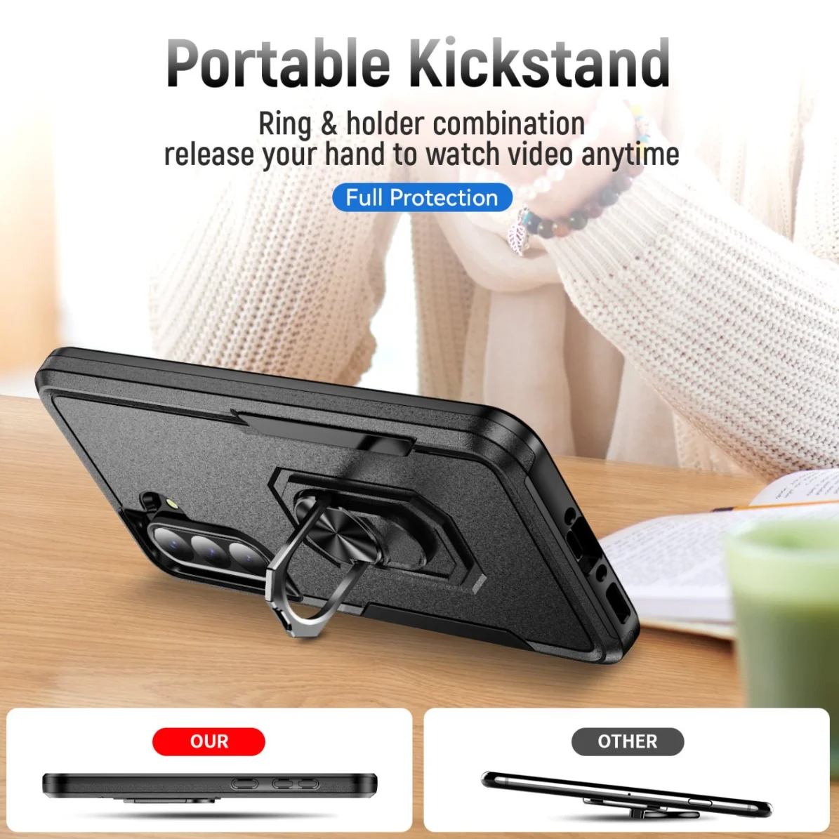 Rugged Military Armor Ring Bracket Phone Case - Dual Layer Shockproof Protection Cover