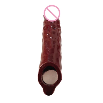 Real Feeling Faked Wareable Penis Sleeve Sex Cock Ring Man Dildo Enlargement Pumps 22cm Long Sucker Cover Solid Glans Toys Cup 6