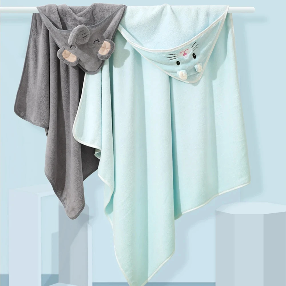 Baby Bathrobe Cartoon Cape Super Soft Hooded Spa Bathrobe Newborn Bath Towel For 0-3 Years Old
