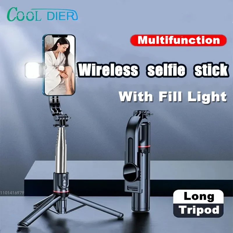 COOL DIER L13D Wireless Bluetooth Selfie Stick Tripod With Fill Light 360&deg; Rotating Phone holder selfie stick tripod selfie stick cell phone selfie stick smartphone selfie stick phone selfie tripod For Travel Live Broadcast