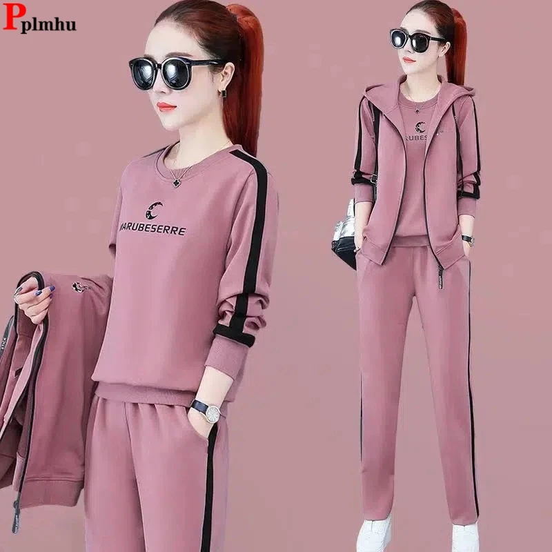 

Повседневный комплект из 3 предметов, пальто с капюшоном без рукавов, спортивный костюм, топы с длинным рукавом, костюмы с брюками до щиколотки с высокой талией, новая одежда