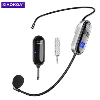 XIAOKOA-무선 마이크 헤드셋, UHF 무선 헤드셋 & 핸드헬드 2 인 1 마이크 LED 디지털 디스플레이 165 ft 범위 마이크