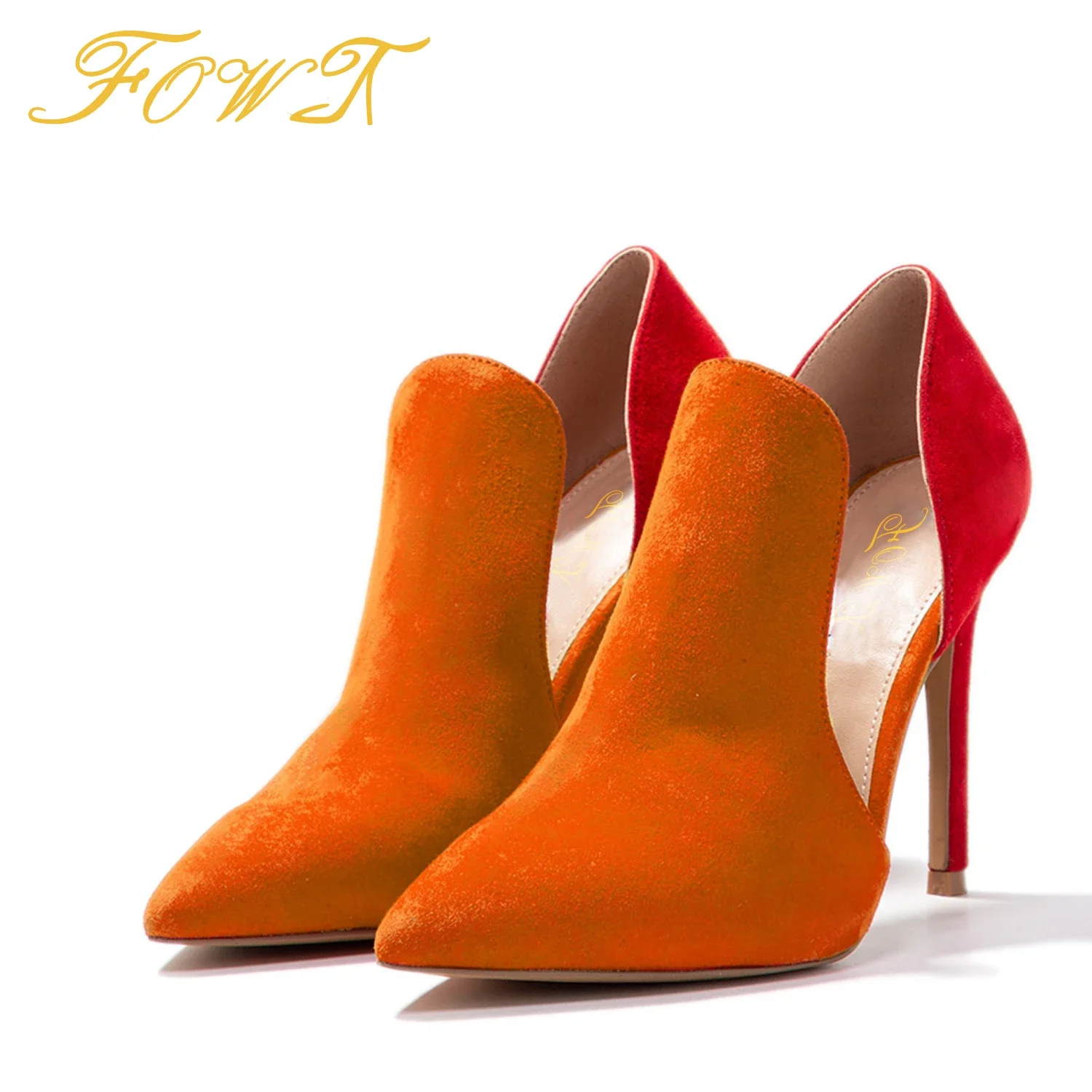 

Mixed Colors D'Orsay&Two-Piece High Thin Heels Women Pumps Pointed Toe Ladies Mature Casual Spring Shoes Large Size 11 12 FOWT