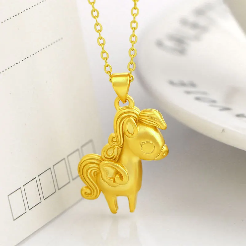 

Цепочка с подвеской в виде пони из твердого золота 18 К