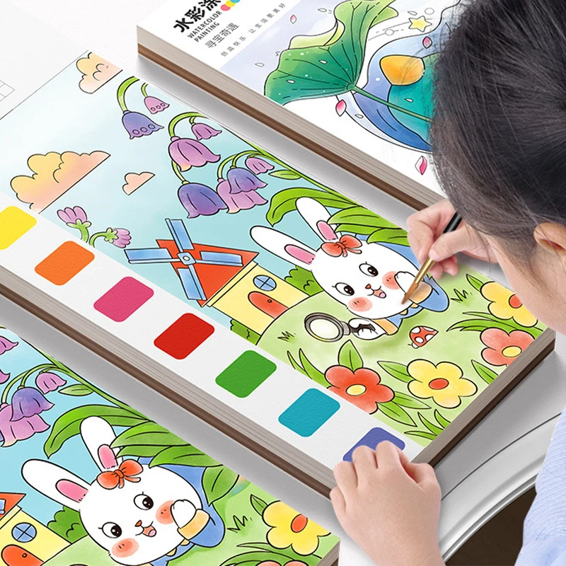 Montessori Watercolor Painting Book 12/20 Sheets Gouache Graffiti Picture Coloring  Books Water Drawing Toys for Children - AliExpress