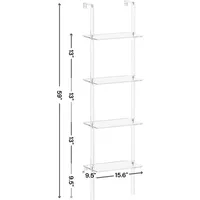 Bookcase Modern Storage Shelf Small Acrylic Ladder Bookshelf Librero 4-Tier Clear Wall Mounted Book Shelf for Small Spaces 59 2