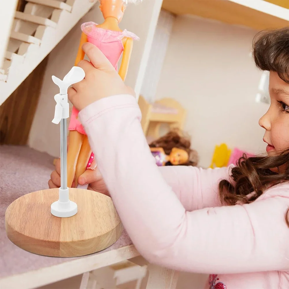 Wooden Doll Display Stand Solid Wood Standing Holder 1/3 1/4 1/6 1/8 Dolls Support Frame Accessories Adjustable Wooden Doll Rack 5