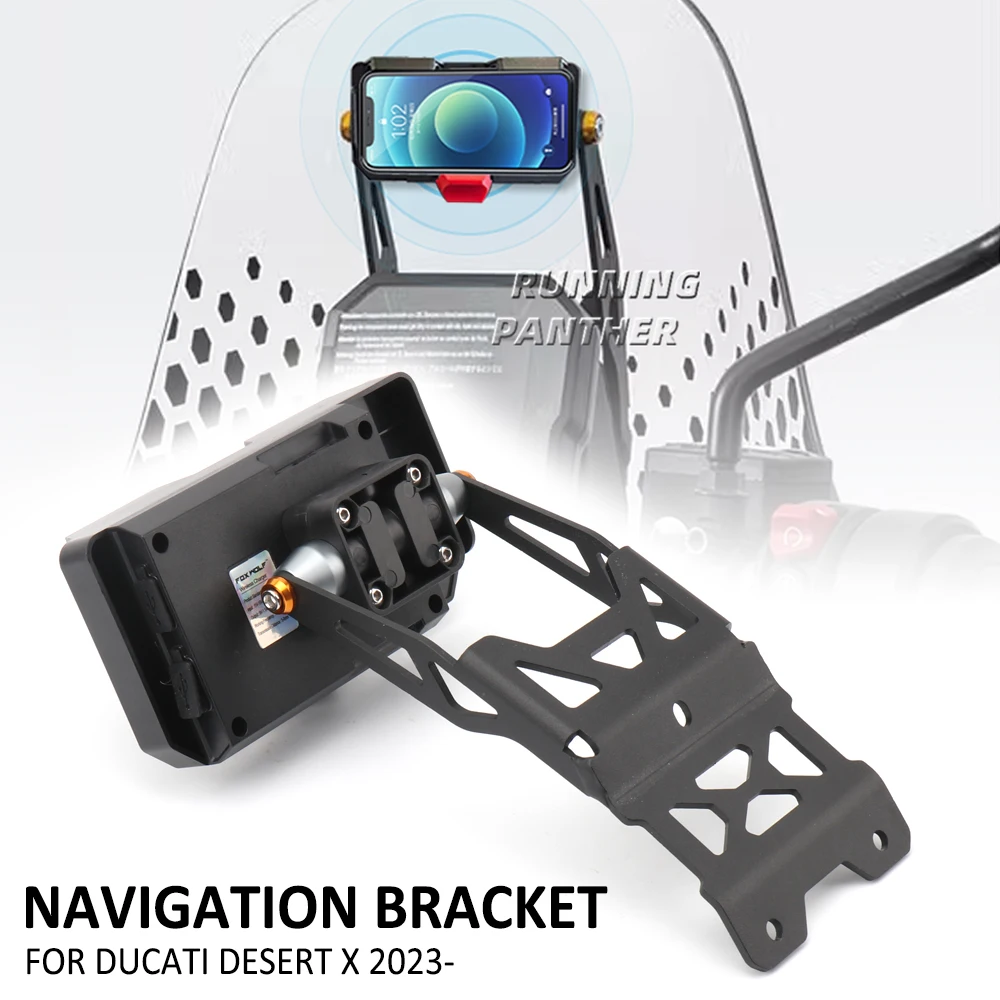 

For Ducati DesertX Desert X 2023- Motorcycle 22MM GPS Phone Holder USB Wireless Charger Navigation Bracket Support Mount Stand