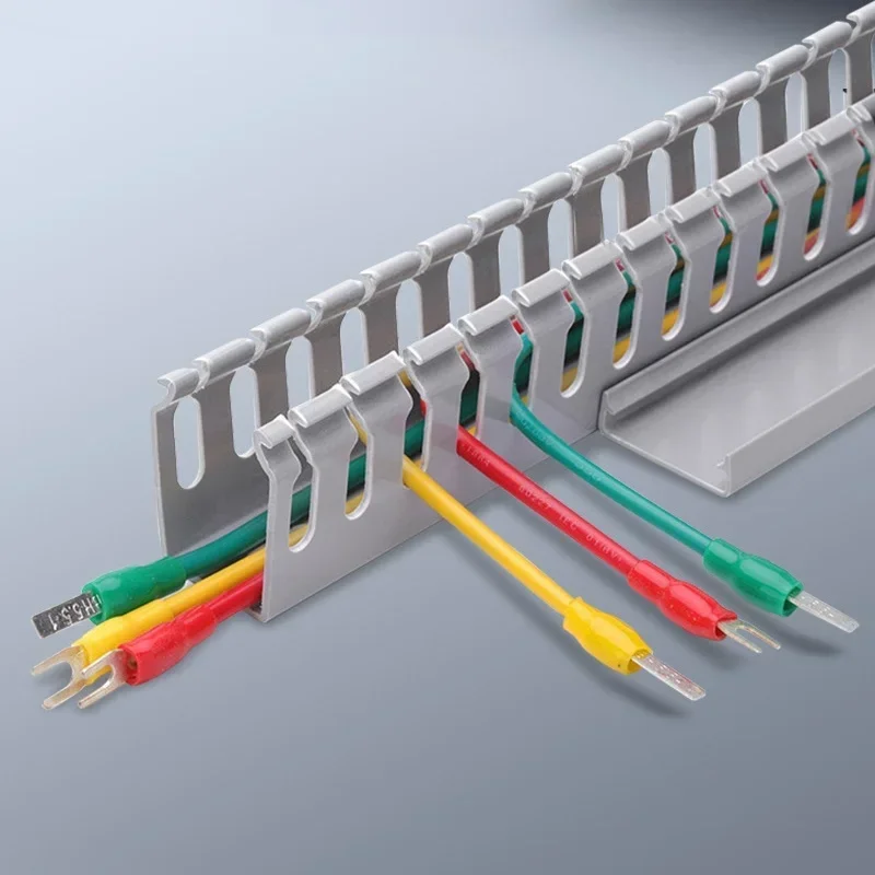 Flame Retardant PVC Cable Management Tray with Open Slot Channel - Desk Wire Organizer and Industrial Cabinet Box Raceway