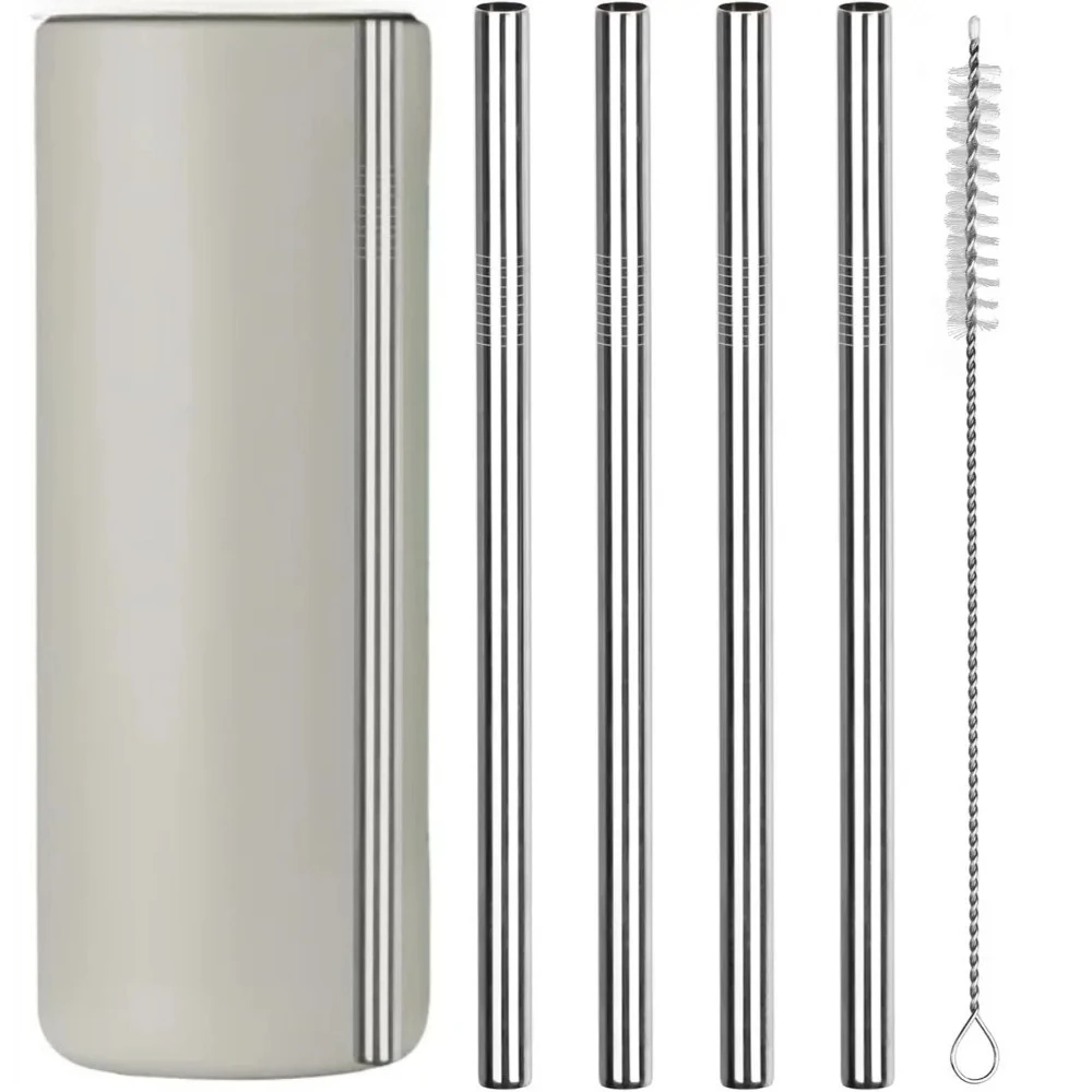 Water Cup Metal Straws 2/4 Pack 40 oz Water Bottle Stainless Steel Replacement Tube 0.4 Inch with Cleaning Brush Reusable Straws
