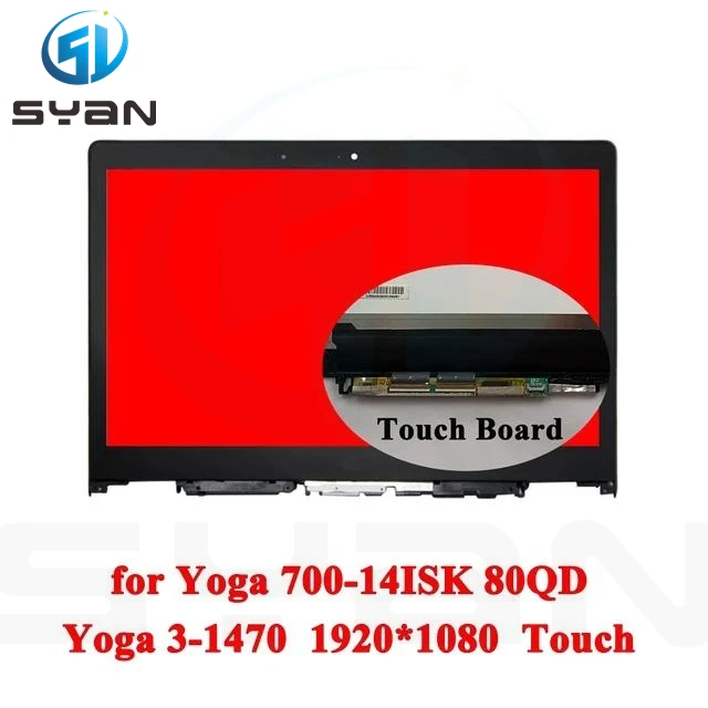5D10H35588 для Yoga 3-1470 3 14 Lenovo 80JH 80KQ 14,0, сенсорный ЖК-дисплей в сборе, Безель FHD1920 ideapad 700-14ISK Yoga 700-14 80QD
