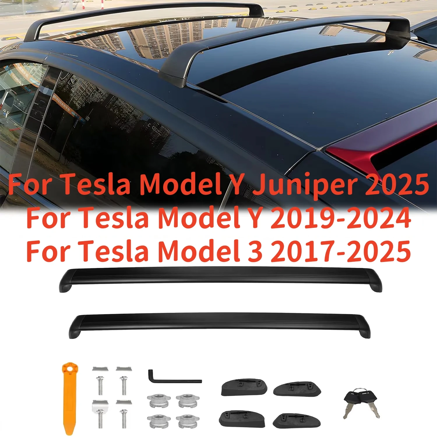 Lockable Roof Rack Cross Bars Fit For Tesla Model Y Juniper 2025 & Model Y-3 Highland-Cargo Crossbar