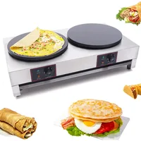 16 Inch Commercial Crepe Maker Electric Pancake Maker with Double Pan Nonstick Round Crepe Hotplate Griddle Machine 1