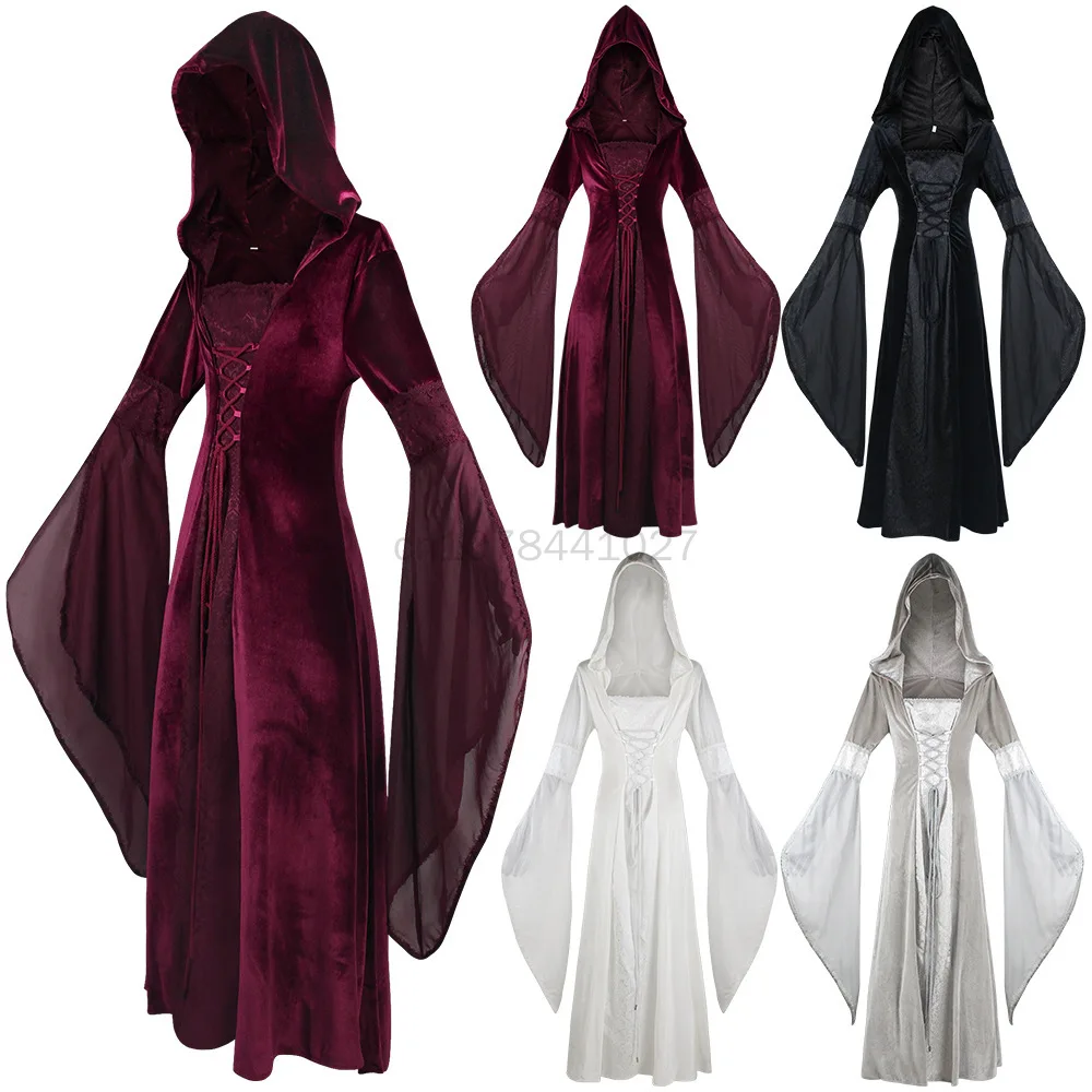 

women halloween black floor length cosplay dress Evil Village Cosplay Costume Vampire Lady Dress Outfits Halloween witch Suit