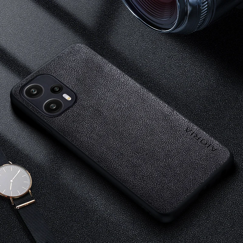 Premium Luxury Leather Business Phone Case - Retro Solid Color Cover