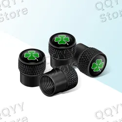 Alfa Romeo Exterior Decor: Four Leaf Clover Wheel Valve Caps - Set of 4 (J)