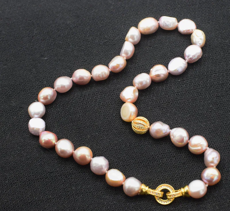 

WOW! freshwater pearl purple baroque 9-13mm A necklace 18inch nature wholesale