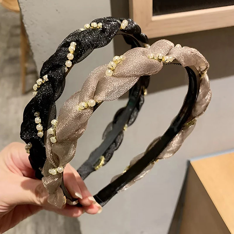 

Повязка для волос с жемчужинами Женская модная темпераментная простая повязка для волос без карты свежая Милая повязка на голову ювелирные изделия