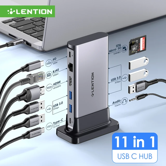 LENTION USB C : 4K60Hz HDMI, Card Reader, USB 3.0