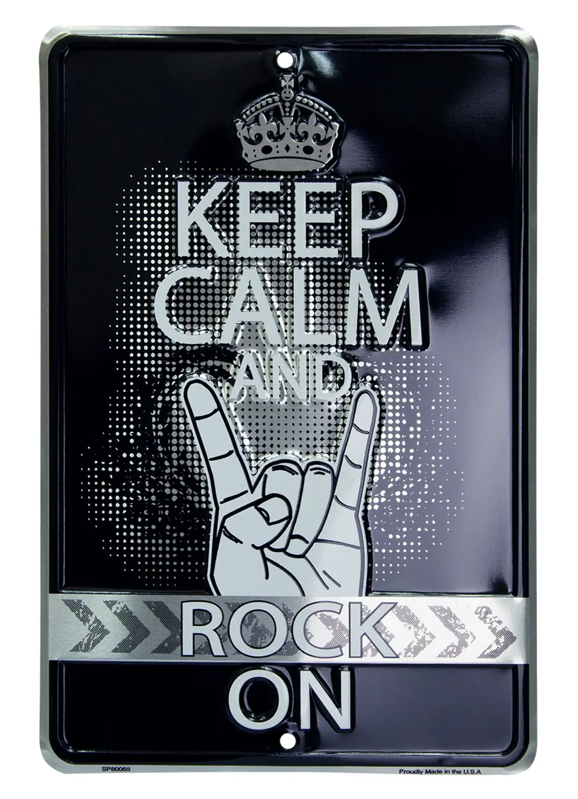 Hangtime Keep Calm and Rock on Only 8 X 12 Embossed Metal Sign stickerpirate biker chick parking only 8 x 12 metal novelty sign aluminum s08