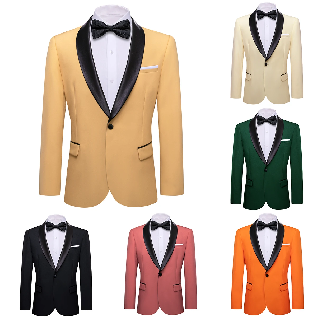 Luxury Blazer Suits Men Silk Black Green Solid Gold Beige Pink Orange Groom Suit Jacket Casual Formal Tops Barry.Wang men suits jackets