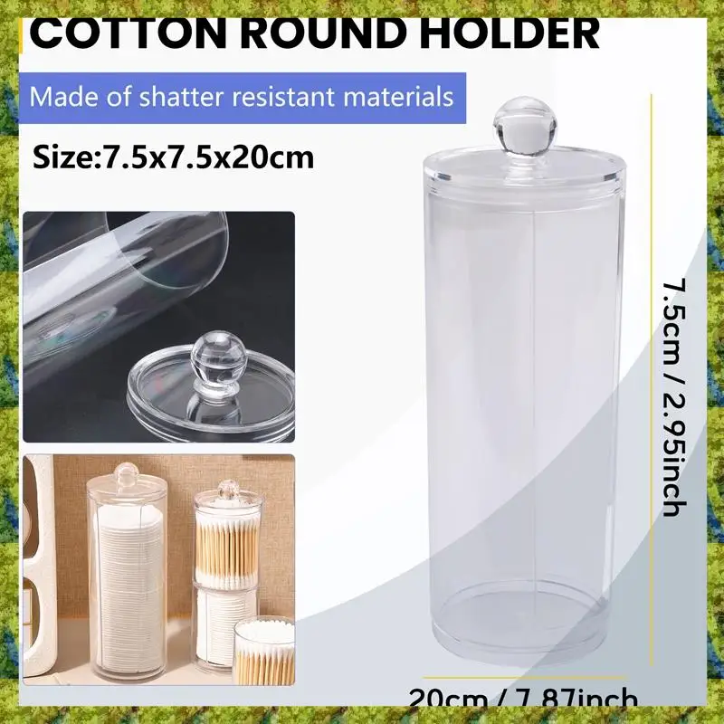 UISN Facial Makeup Container Cotton Pads Round Dispenser With Lid Clear Acrylic Dispenser Cotton 6