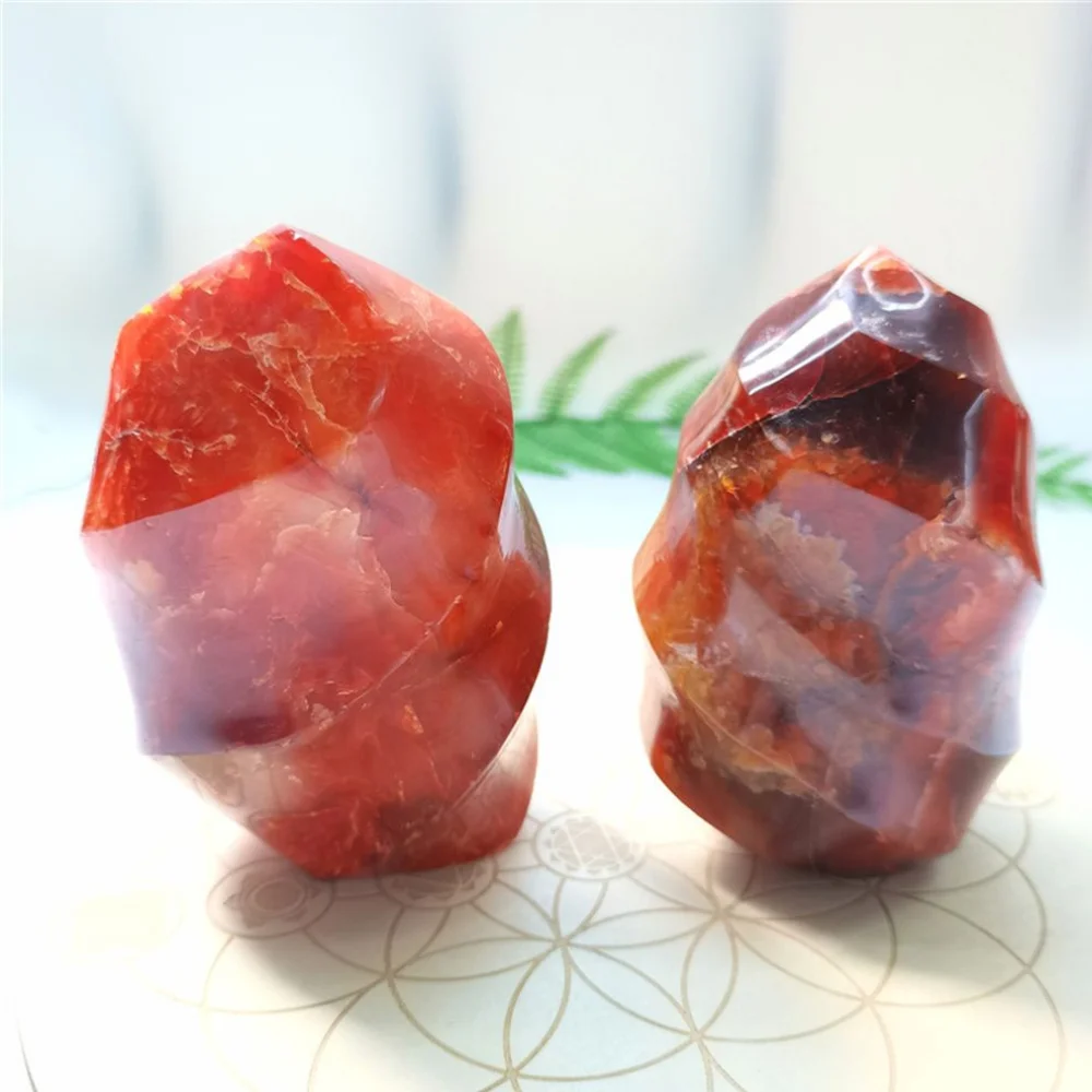 Czerwony agat pochodnia kryształowy płomień naturalny kamień kwarcowy karneol swobodnie tworzą kryształy ognia leczące kamień do medytacji Reiki 1 szt