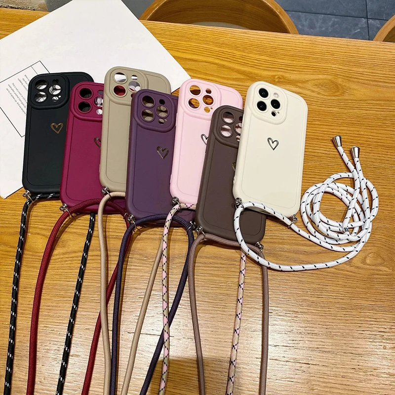 รูปสินค้า เคสสายคล้องคอ Lanyard Love ซิลิโคน สำหรับ iPhone