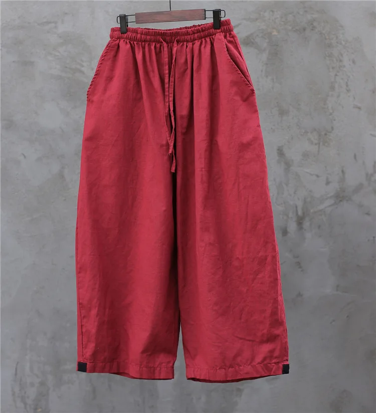 plus size clothing Leg Pants Belt Cotton Linen Solid Color Vintage Trouser Pockets 2022 Summer New Vintage Women Pants FT822 womens clothing