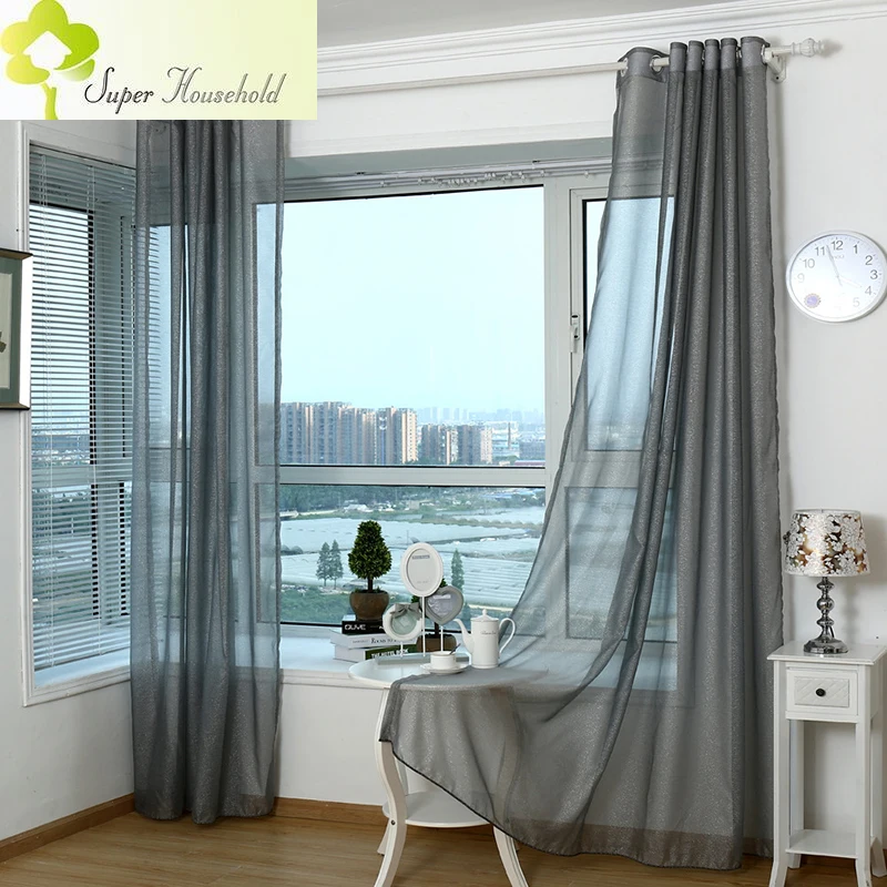 Modern Curtains For Living Room Tulle Window Curtains for Bedroom Gray Yarn Window Curtain Sheer blinds In SUPERHOUSEHOLD